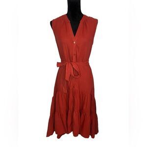 NWT‎ ANTHROPOLOGIE DREW VNECK BUTTON UP RUFFLED MINI DRESS WITH TIE SIZE SMALL